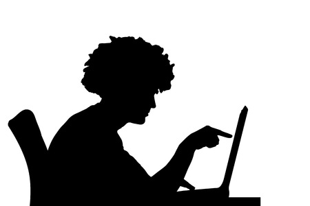 silhouette of a man who works on a computer.のイラスト素材