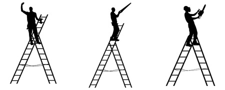 Vector silhouette of a worker on white background.のイラスト素材