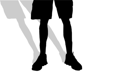 Vector silhouette of male feet on a white background.のイラスト素材