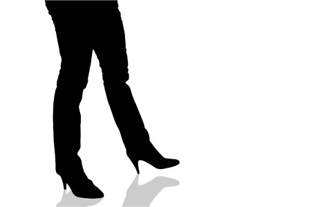 Vector silhouette of female feet on a white background.のイラスト素材