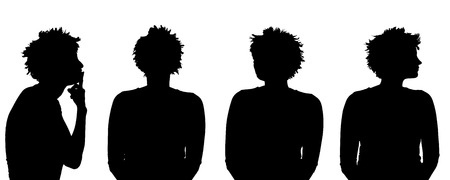 Vector silhouette of a woman in profile on a white background.の写真素材