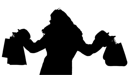 Vector silhouette of a woman with a shopping bag.の写真素材