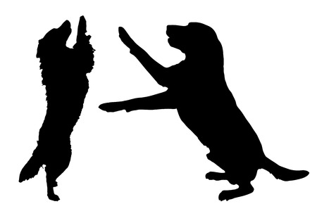 Vector silhouette of a dog on a white background.のイラスト素材