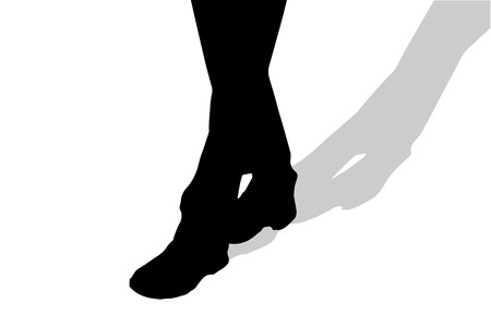Vector silhouette of male feet on a white background.のイラスト素材