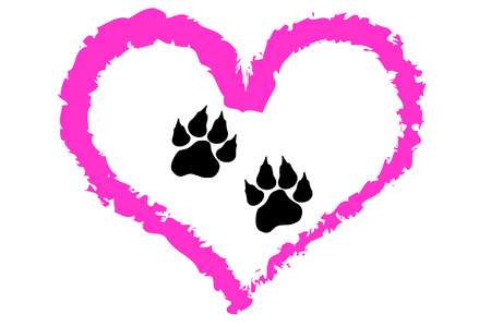Vector illustration of paw in the heart.のイラスト素材