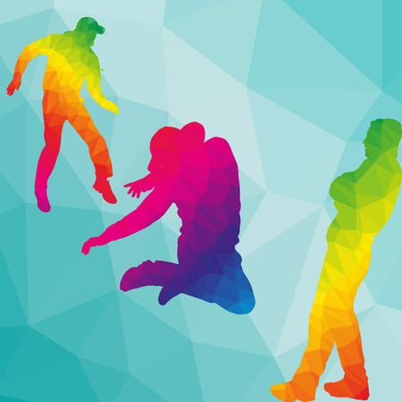 Colored silhouette of the band low poly style.のイラスト素材