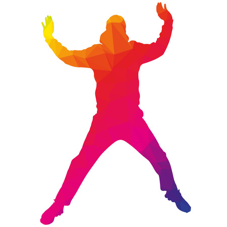 Colored silhouette of the musician low poly style.のイラスト素材