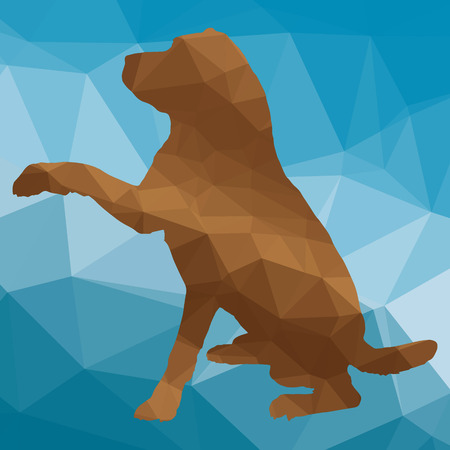 low poly silhouette dog on a blue backgroundのイラスト素材