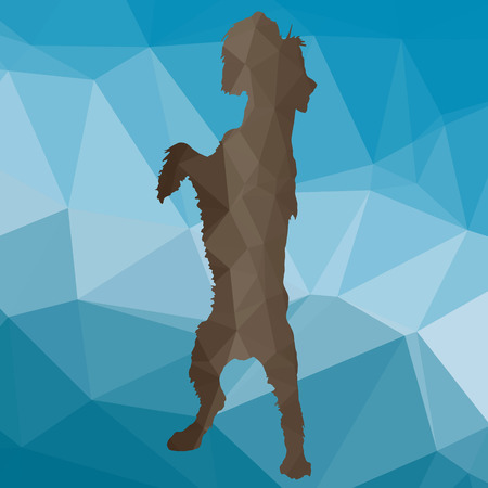 low poly silhouette dog on a blue backgroundのイラスト素材