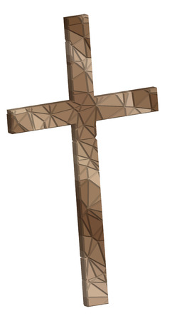 3d low poly crucifix on a white backgroundのイラスト素材