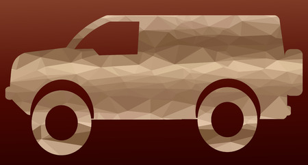 low poly silhouette car on colored backgroundのイラスト素材