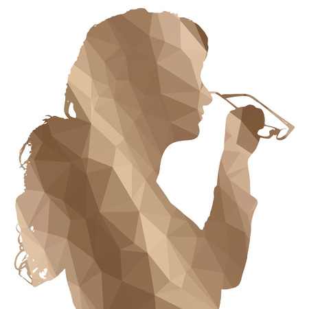 Low poly silhouette woman on white background.のイラスト素材