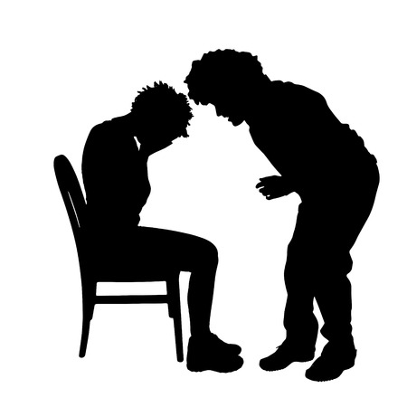 Vector silhouette of couple who argue against a white background.のイラスト素材