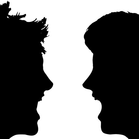 Vector silhouette profile of a woman's face on a white background.のイラスト素材