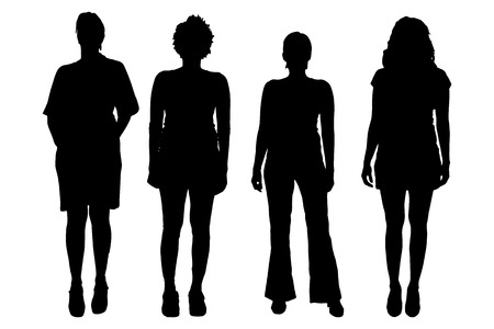 Vector women silhouette on a white background.