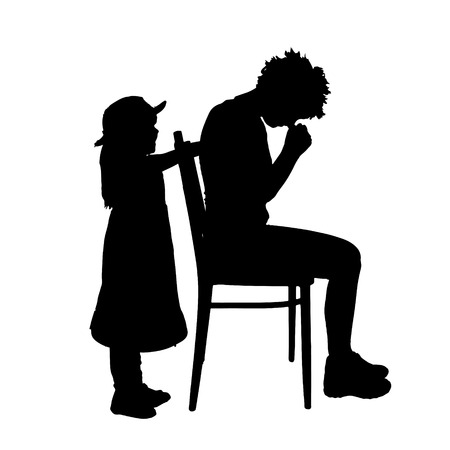 Vector silhouette of family on a white background.のイラスト素材