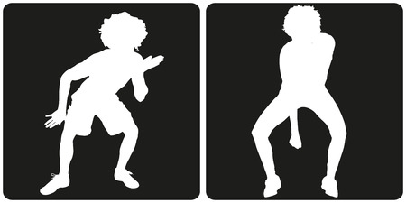 White silhouette dance people on black background.のイラスト素材