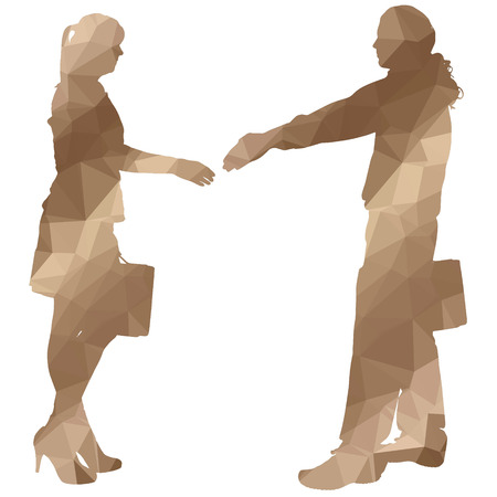 Low poly silhouette people on white background.のイラスト素材