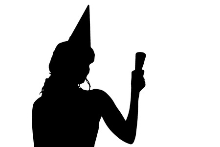 Vector silhouette of a woman on a white background.のイラスト素材