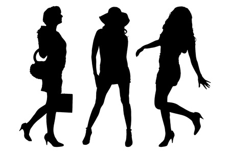 Vector silhouette of a women on a white background.のイラスト素材