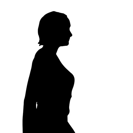 Vector silhouette of a woman on a white background.のイラスト素材