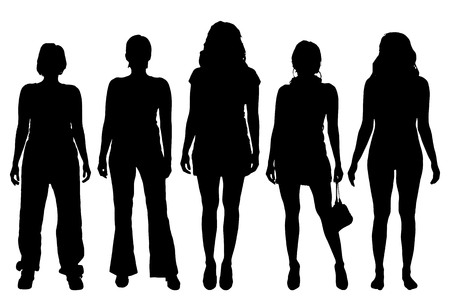 Vector women silhouette on a white background.