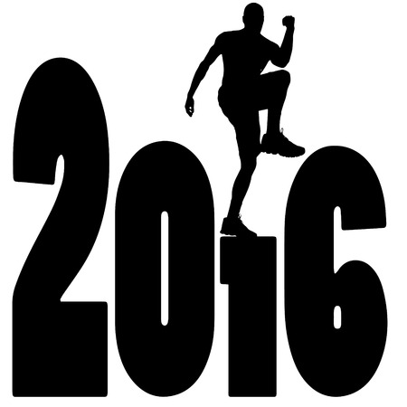 black silhouette vector illustration 2016 New Yearのイラスト素材
