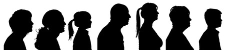 Vector silhouette profile of people on a white background.のイラスト素材