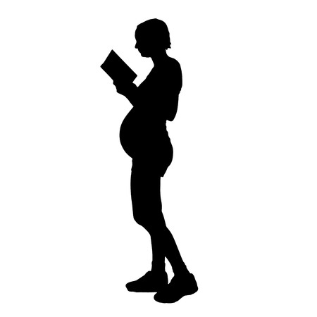 Vector silhouette of a pregnant woman on a white background.のイラスト素材