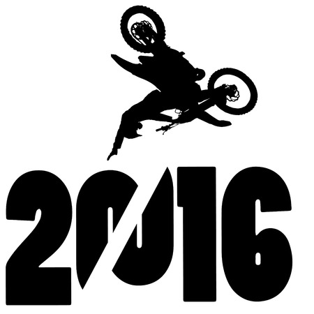 black silhouette vector illustration 2016 New Year