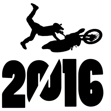 black silhouette vector illustration 2016 New Year