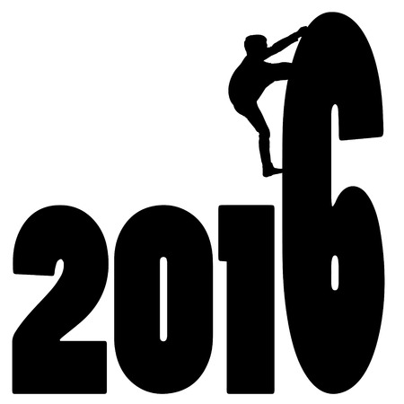 black silhouette vector illustration 2016 New Yearのイラスト素材