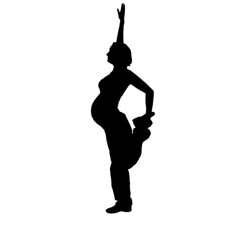 Vector silhouette of a pregnant woman on a white background.のイラスト素材