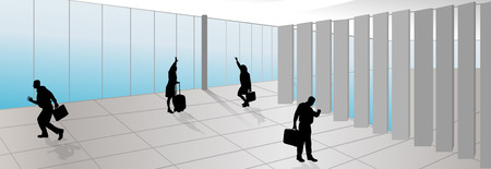 vector silhouette of people at the airportのイラスト素材