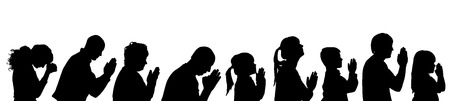 Vector silhouette profile of people on a white background.のイラスト素材