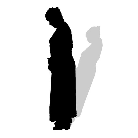Vector silhouette of a woman on a white background.のイラスト素材