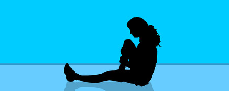 Vector silhouette of a woman who sports.のイラスト素材