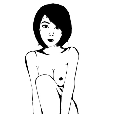 Vector silhouette of woman on white background.のイラスト素材