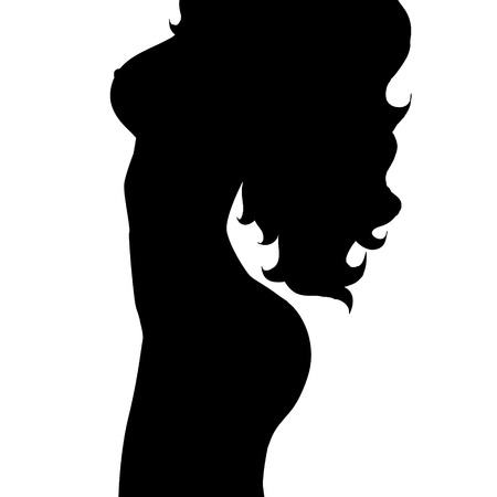 Vector silhouette of woman on white background.のイラスト素材