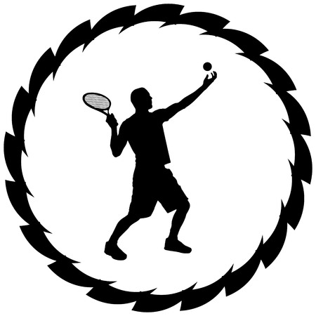 black and white sports logo tenis manのイラスト素材