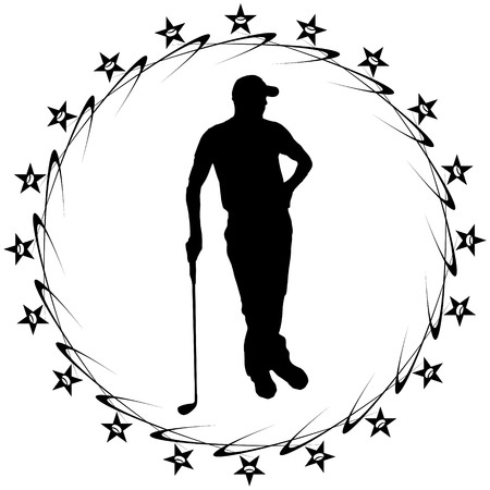 black and white sports golf manのイラスト素材