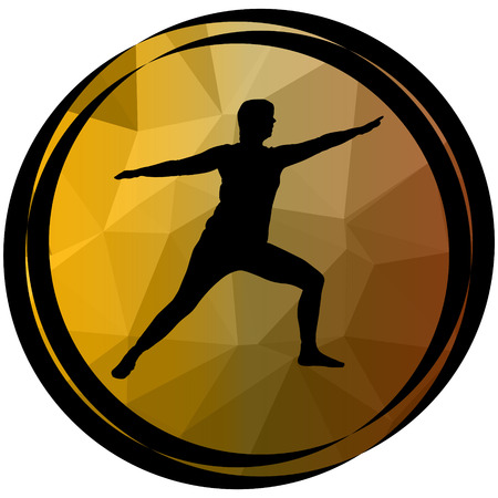 sports icon girl with low poly backgroundのイラスト素材