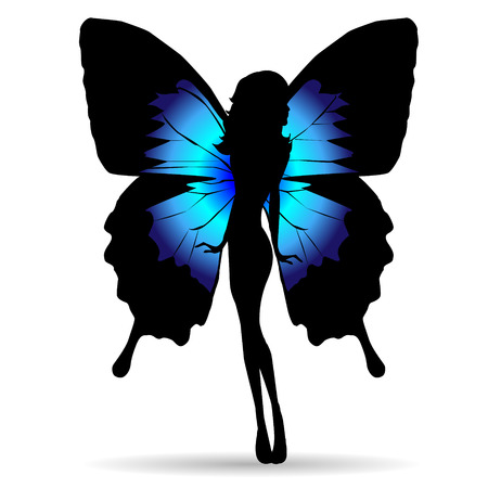 Vector silhouette fairy on a white backgroundのイラスト素材