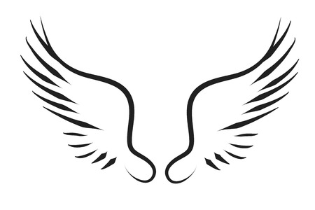 Vector silhouette of a wings on a white background.のイラスト素材