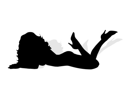 Vector silhouette of  girl on white background.のイラスト素材