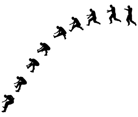 Vector silhouette jumping man on white backgroundのイラスト素材
