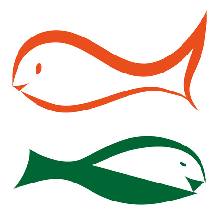 Two vector  fish on white backgroundのイラスト素材