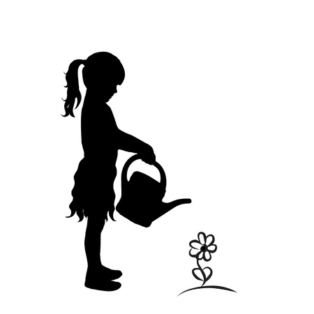 Vector silhouette of girl on white background.のイラスト素材