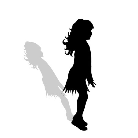 Vector silhouette of girl on white background.のイラスト素材
