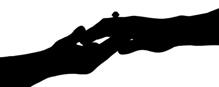 Vector silhouette of hands on white background.のイラスト素材